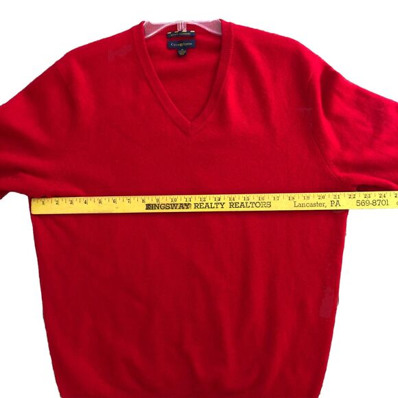 Club Room 2-Ply Estate Cashmere V-Neck Sweater Mens Size M Red Luxury Old Money - Picture 9 of 12